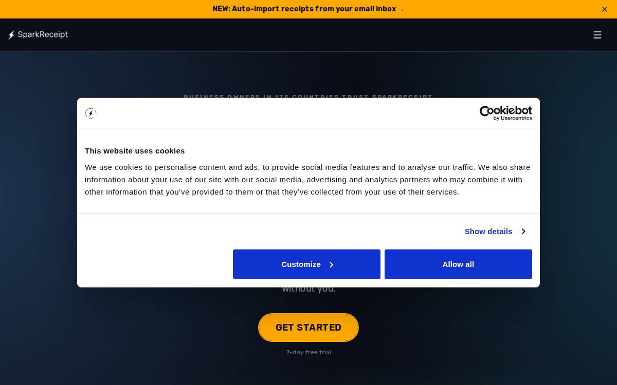 Sparkreceipt website preview