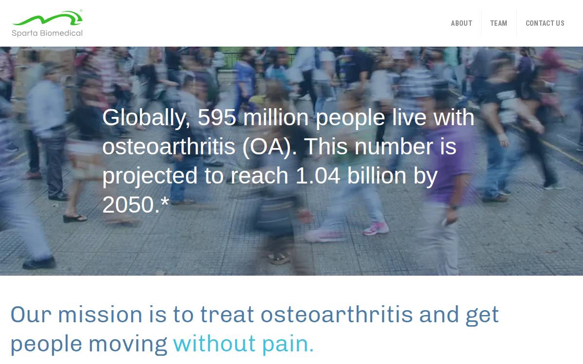 Sparta Biomedical website preview