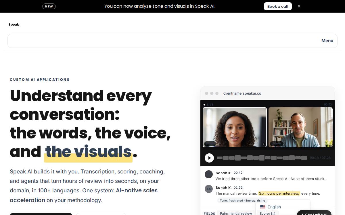 Speak Ai website preview