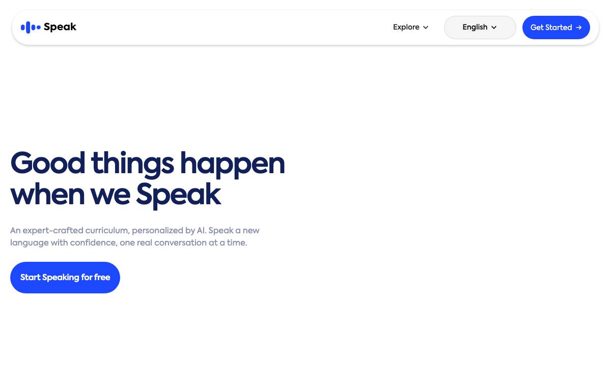 Speak website preview