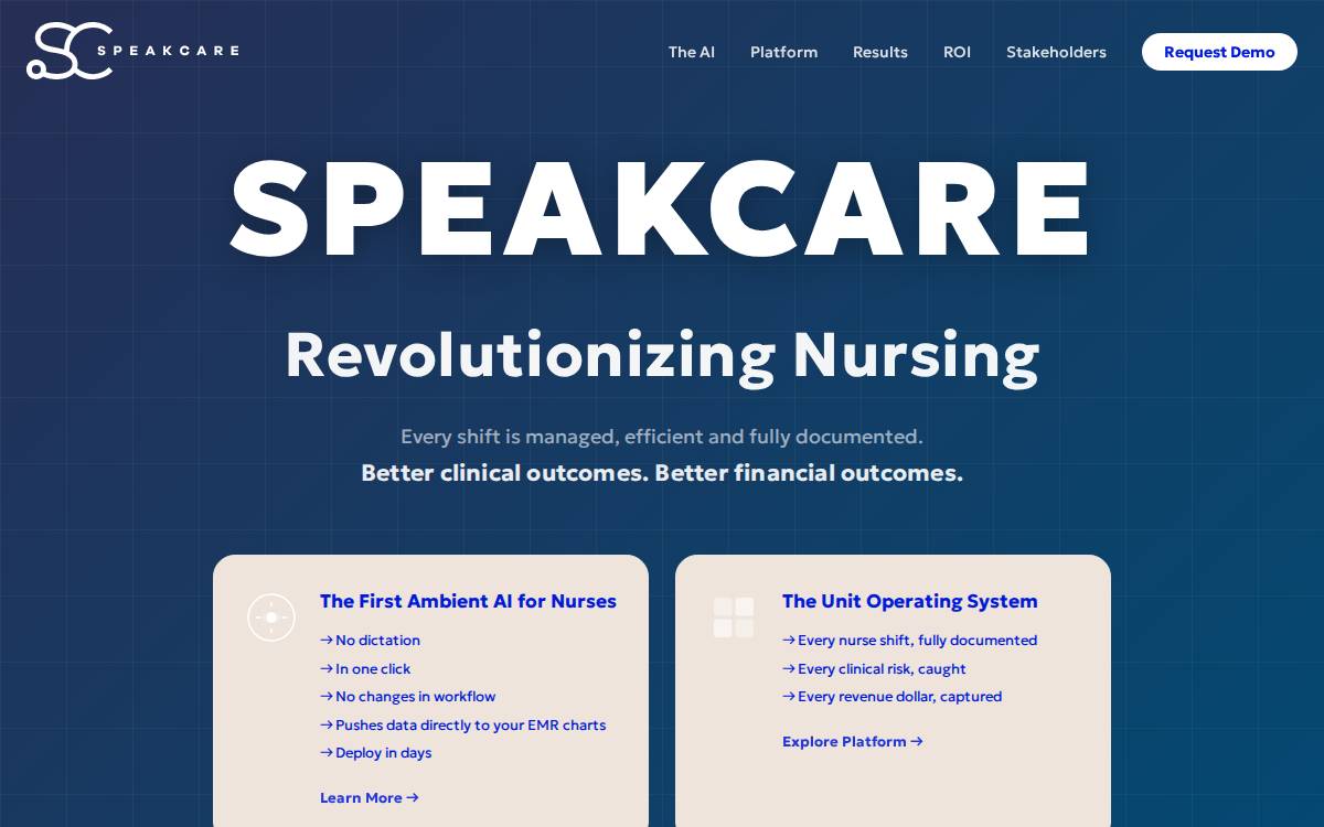 Speakcare website preview