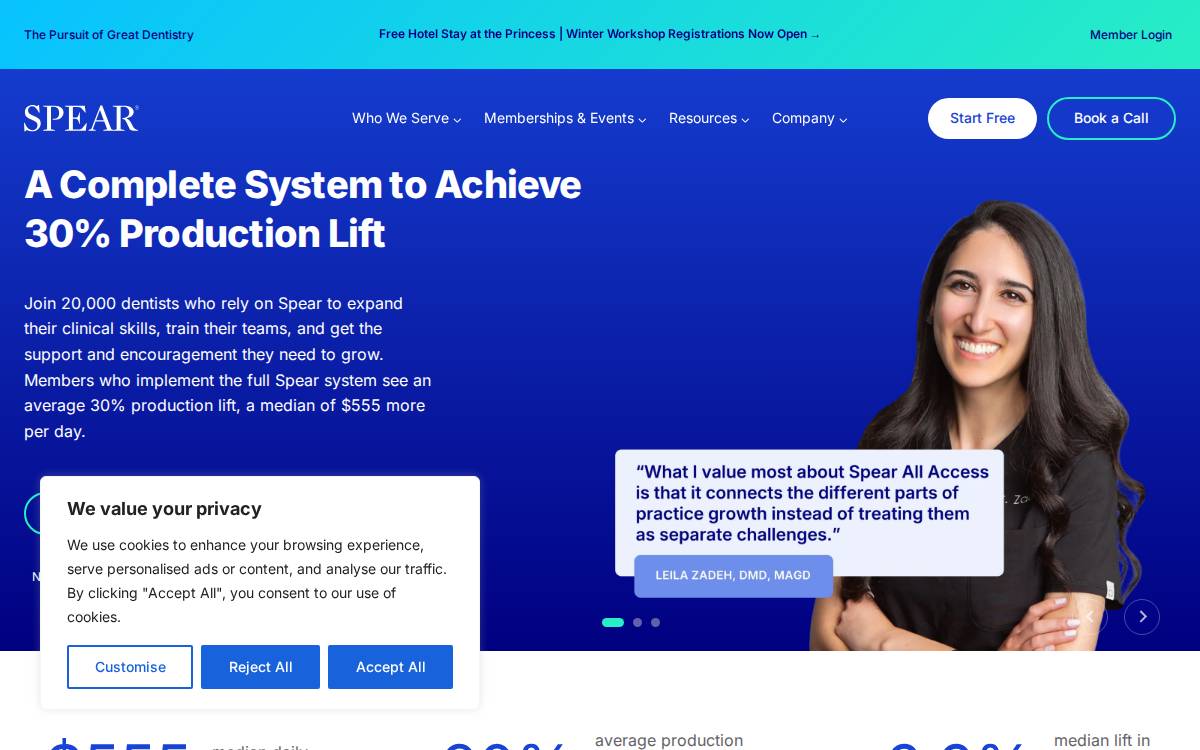 Spear Education website preview