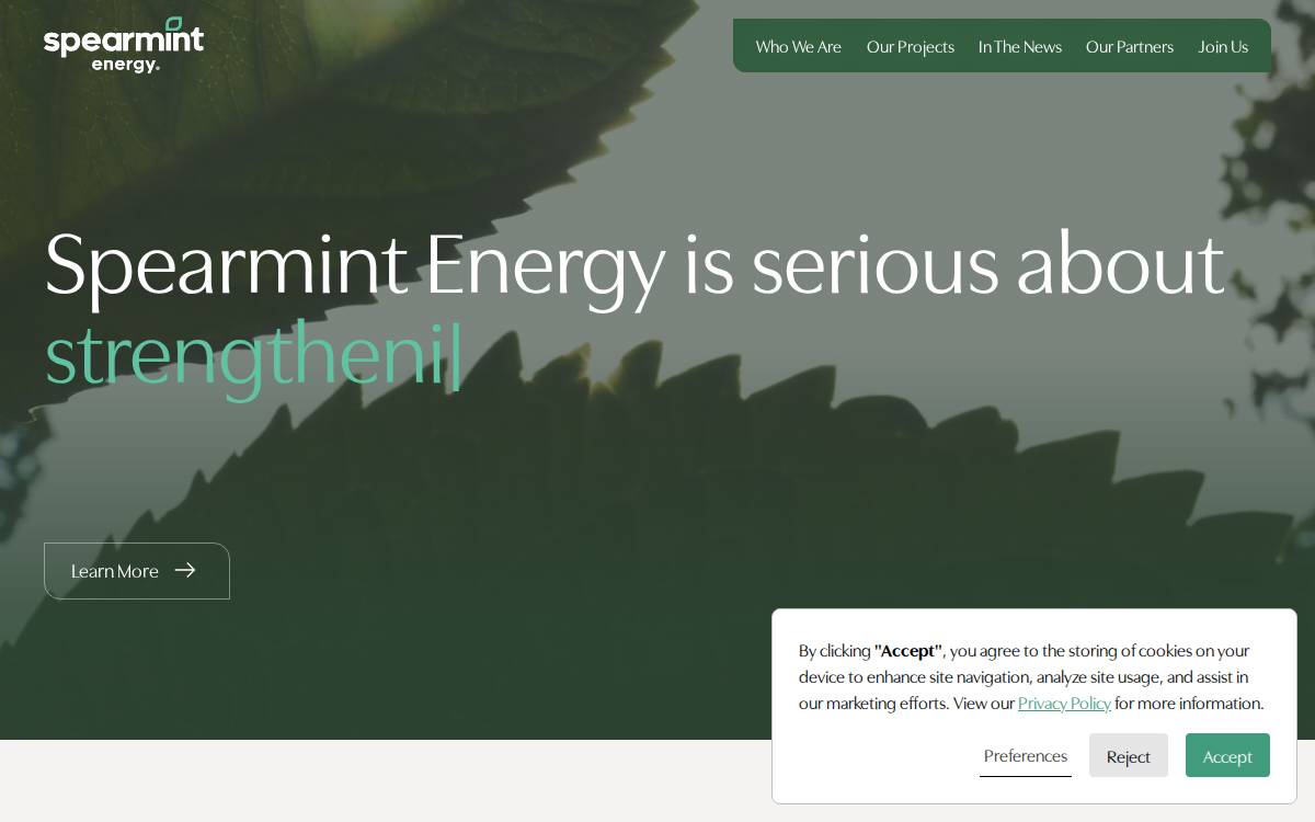 Spearmint Energy website preview