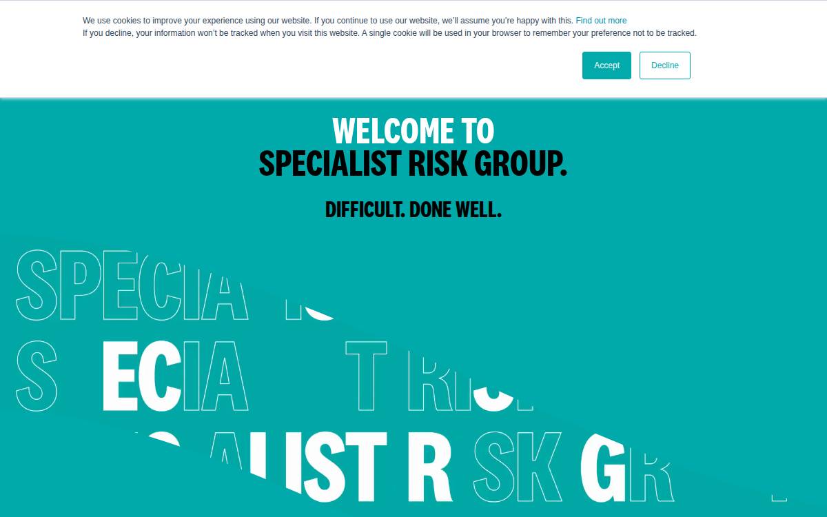 Specialist Risk Group website preview