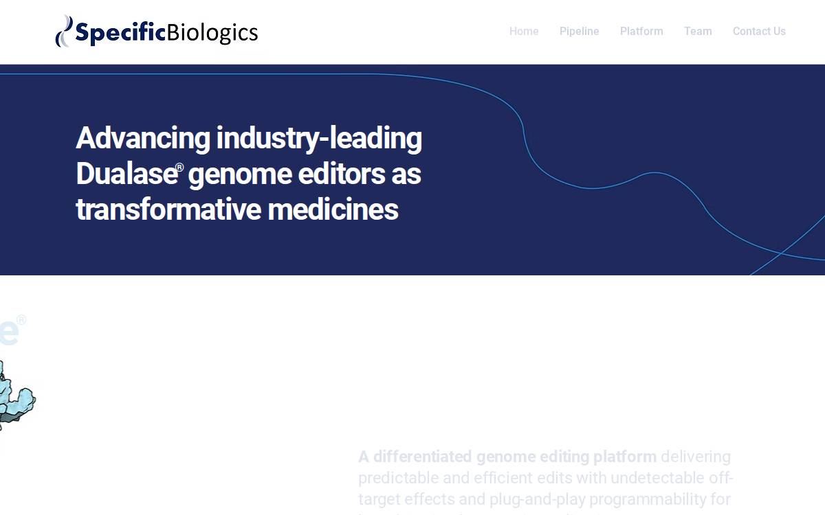 Specificbiologics website preview
