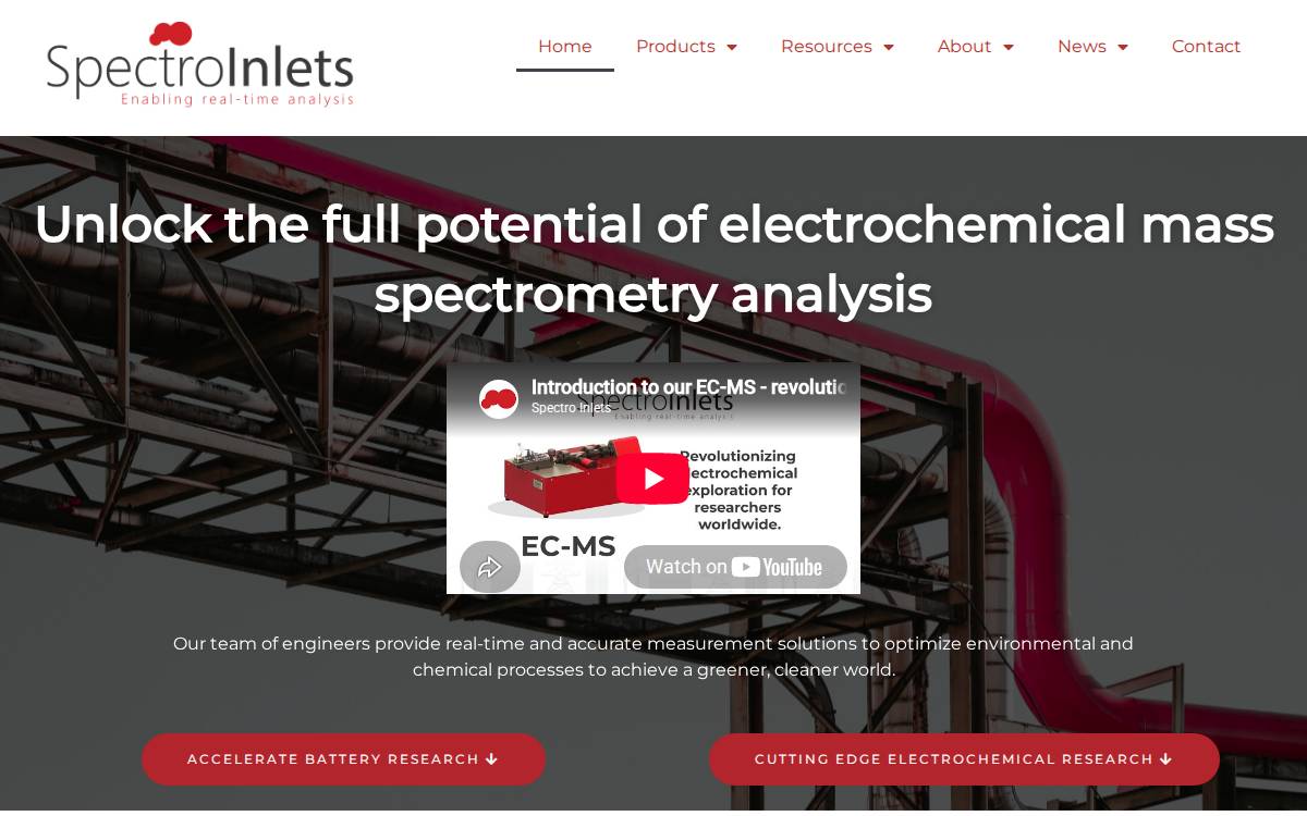 Spectro Inlets website preview
