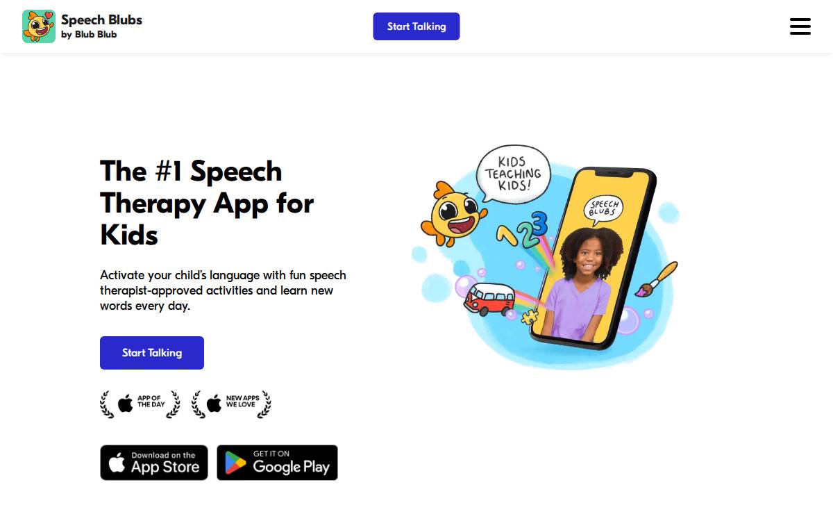 Speech Blubs website preview