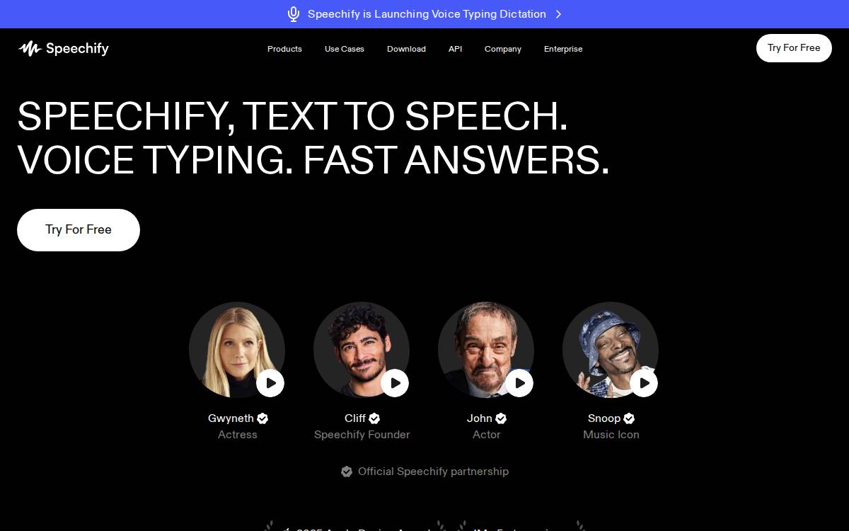 Speechify website preview