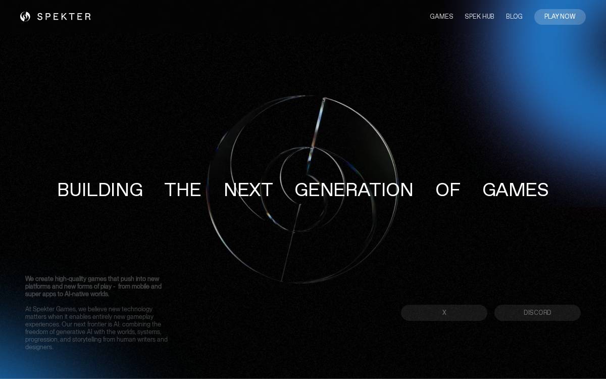 Spekter Games website preview