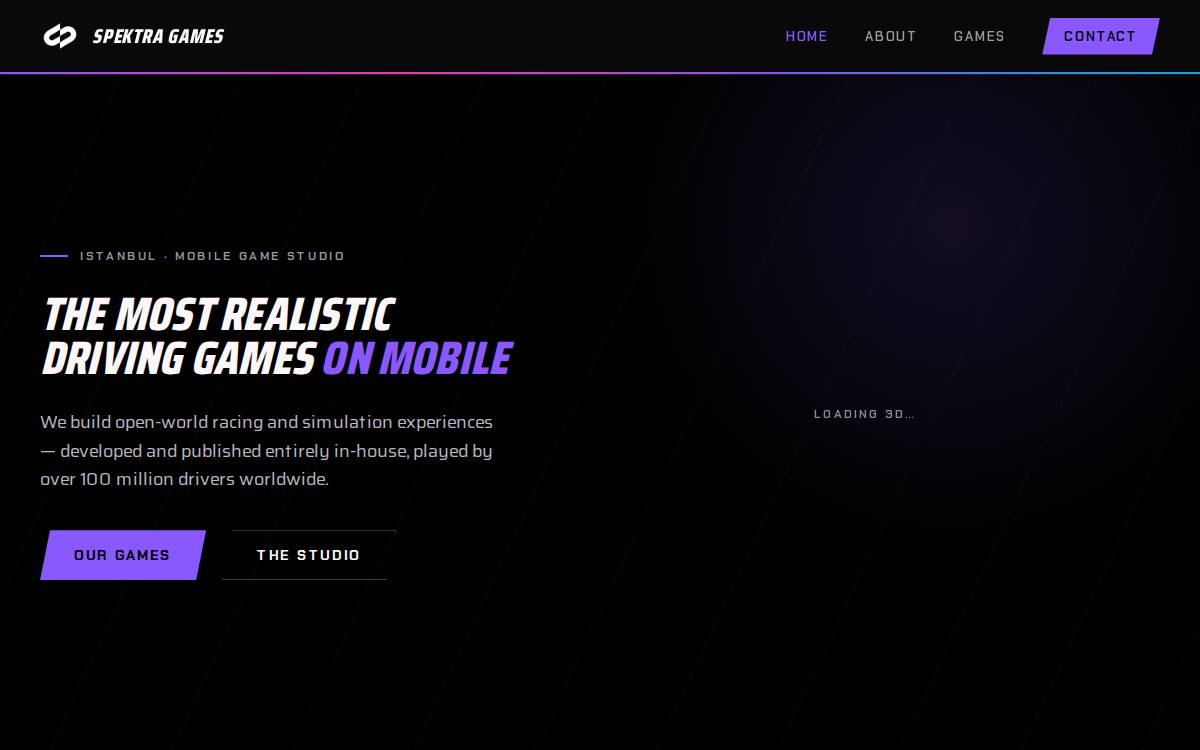 Spektra Games website preview