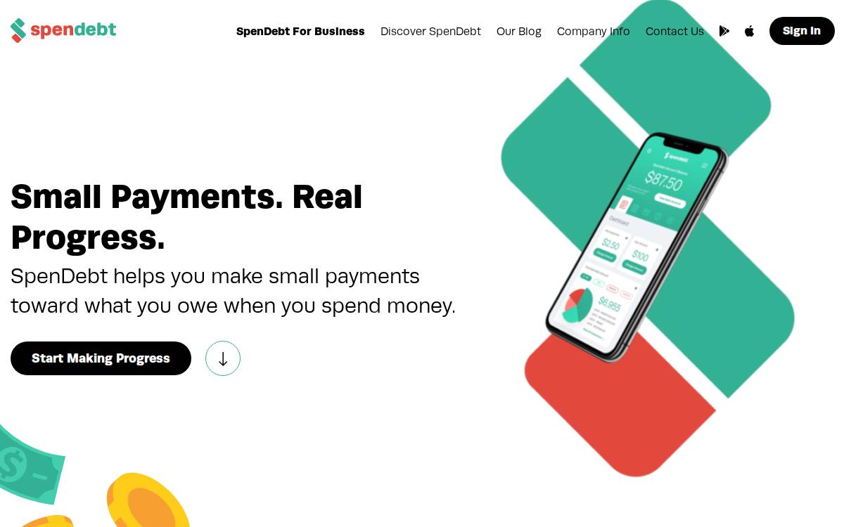 Spendebt website preview