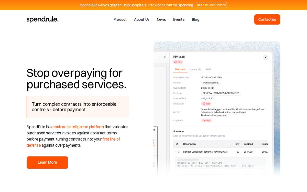SpendRule website preview