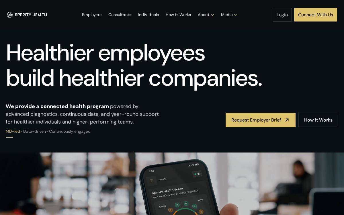 Sperity Health website preview