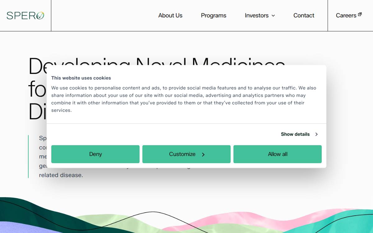 Spero Therapeutics website preview