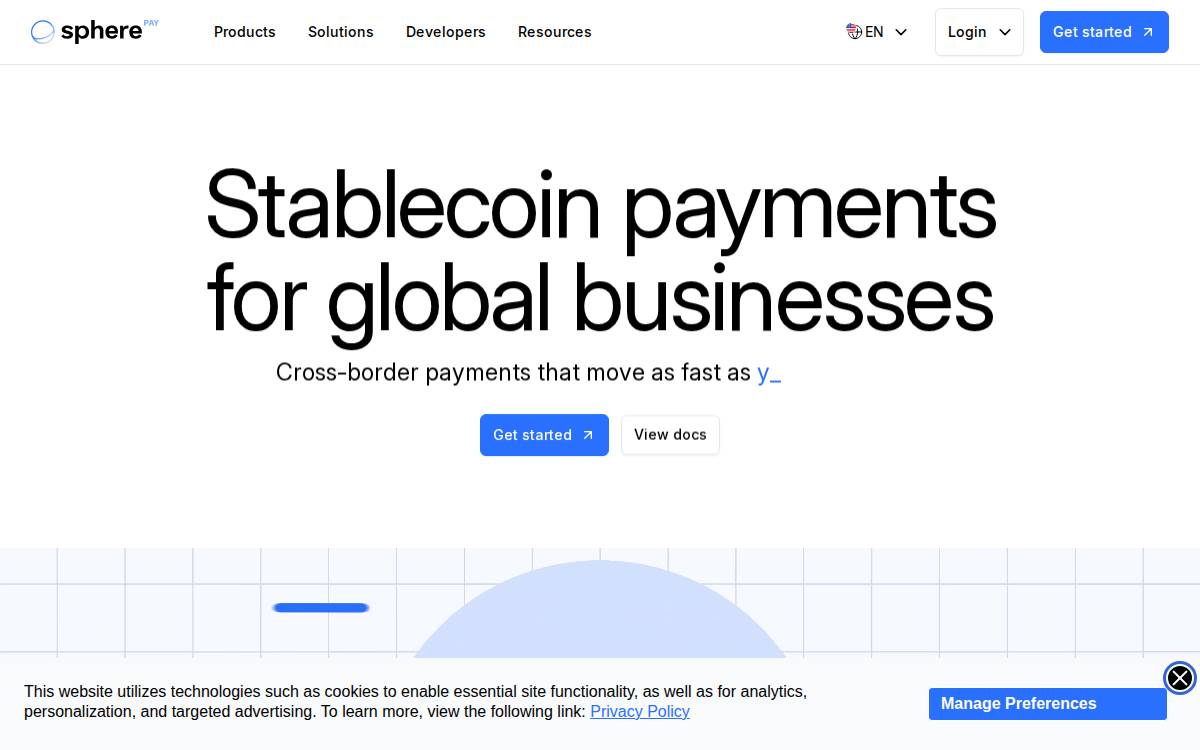 Spherepay website preview
