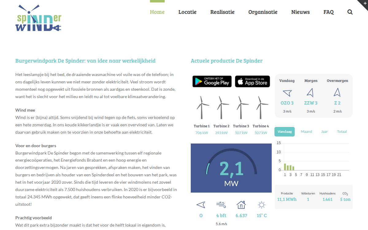Spinderwind website preview