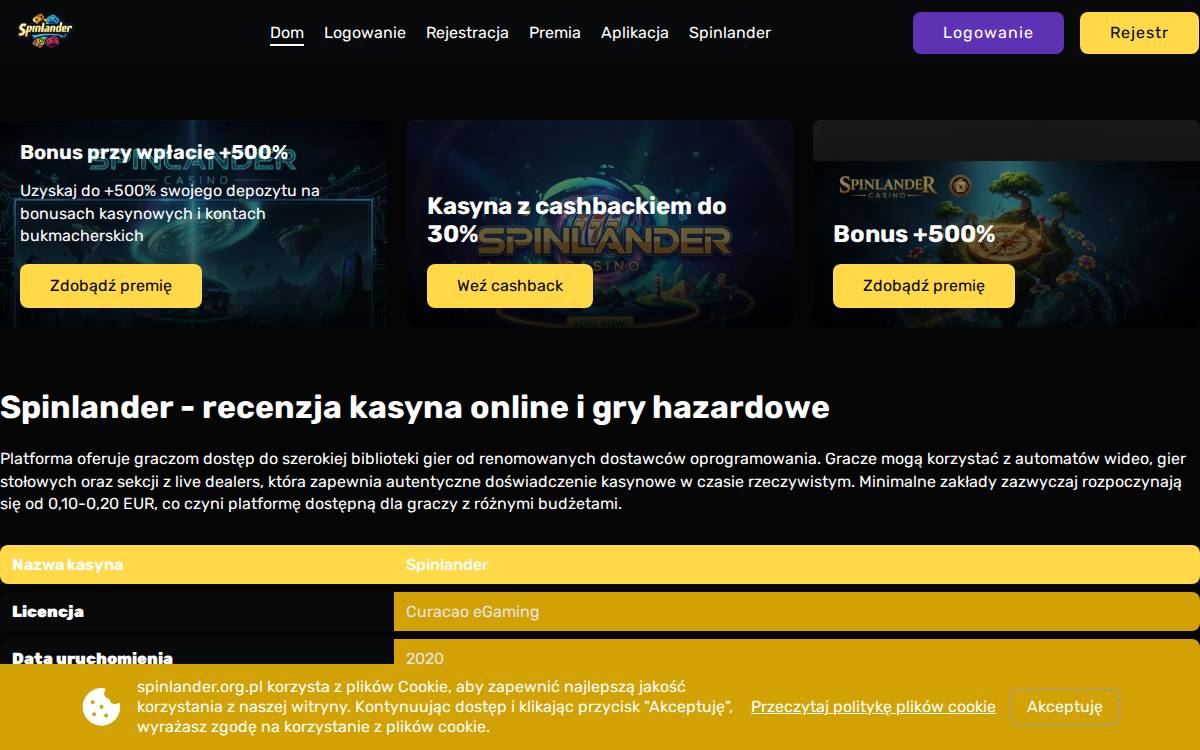Spinlander website preview