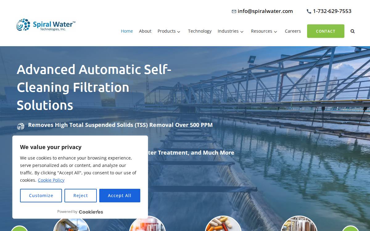 Spiral Water Technologies website preview