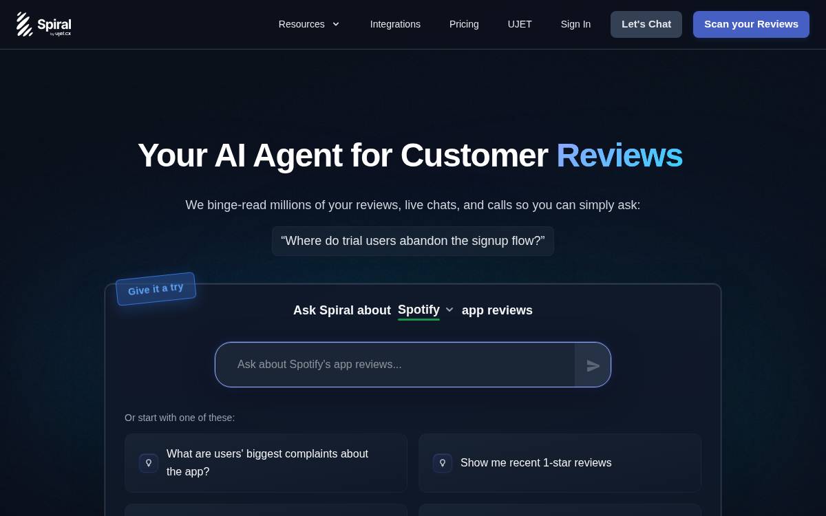 Spiral website preview