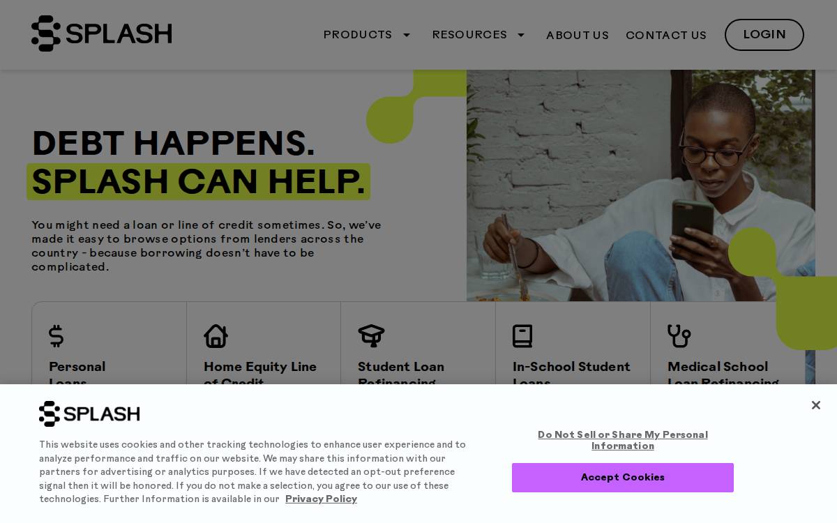 splash financial website preview