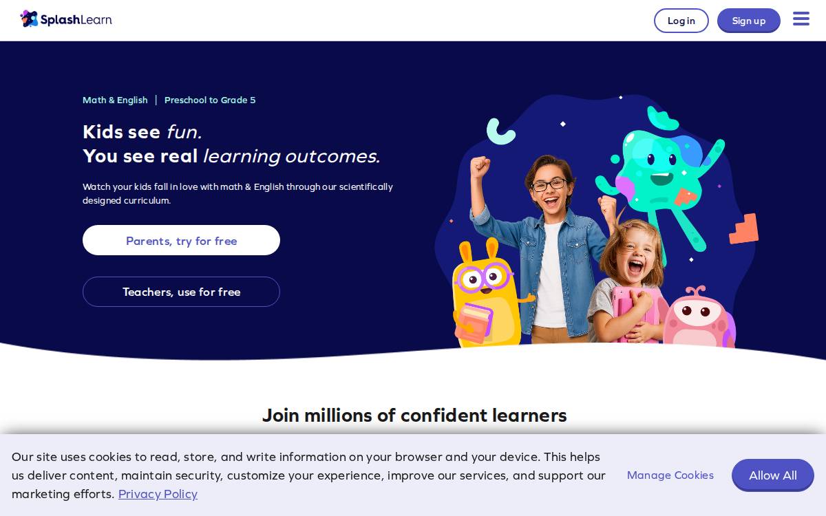 Splashlearn website preview
