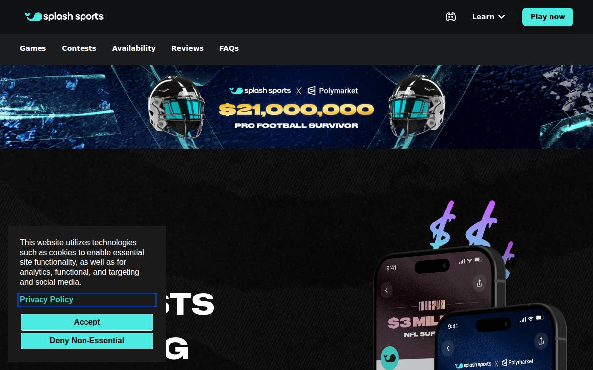 Splash Sports website preview