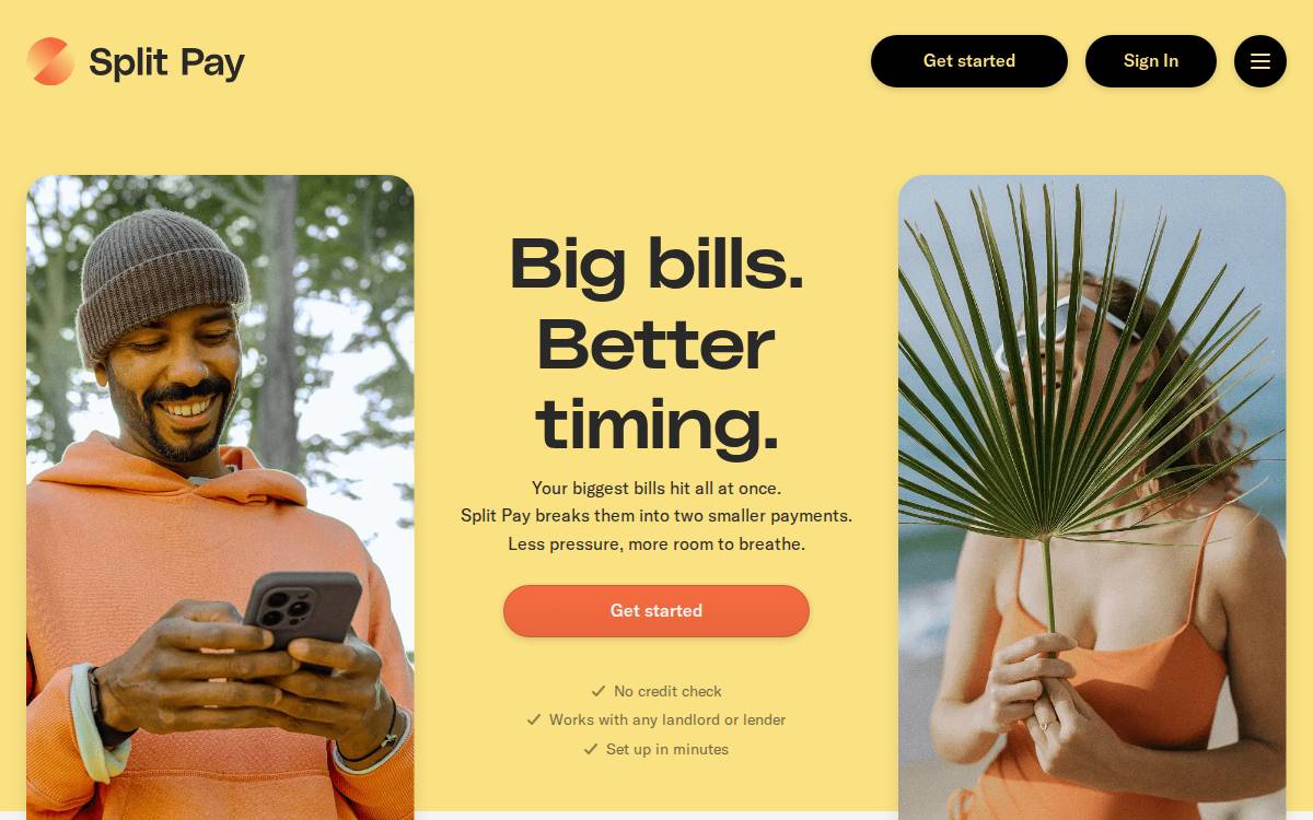 Split your largest bills website preview