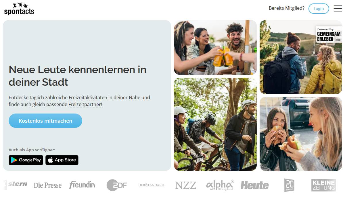 Spontacts website preview