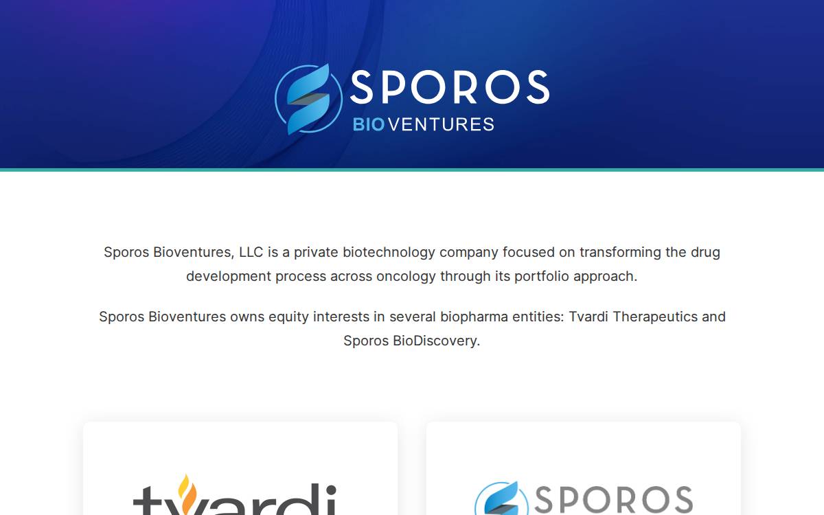 Sporos Bioventures website preview