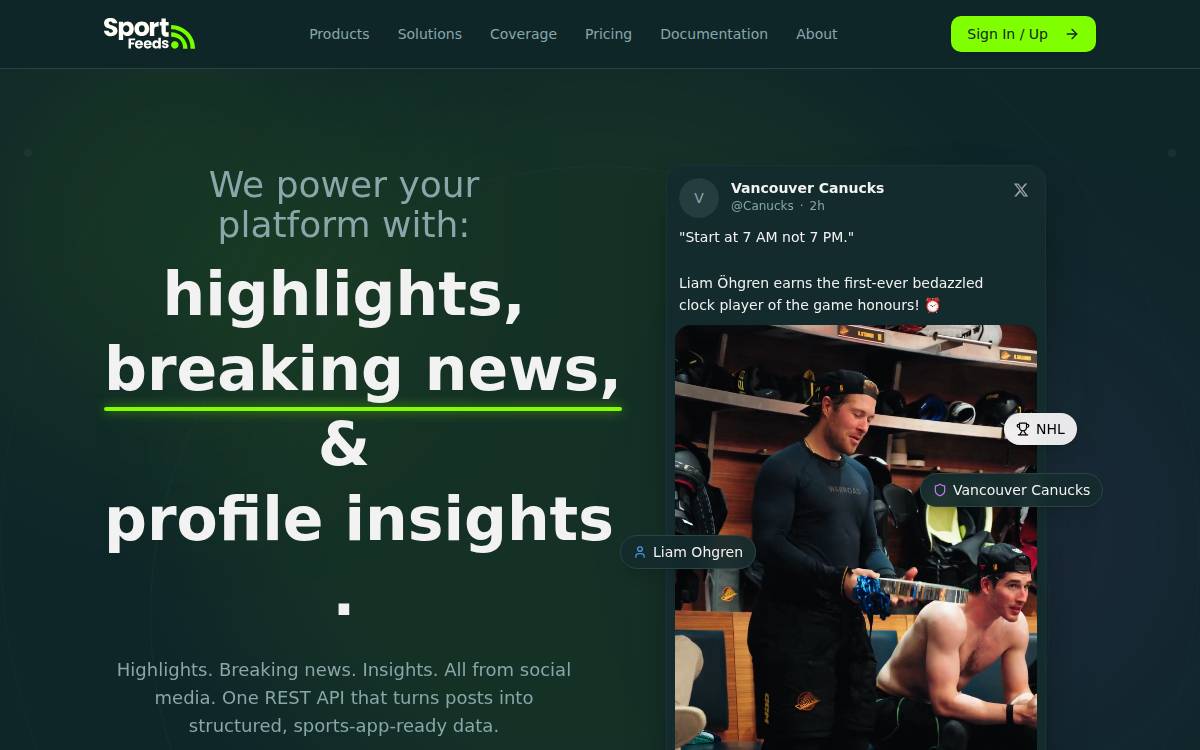 SportFeeds website preview