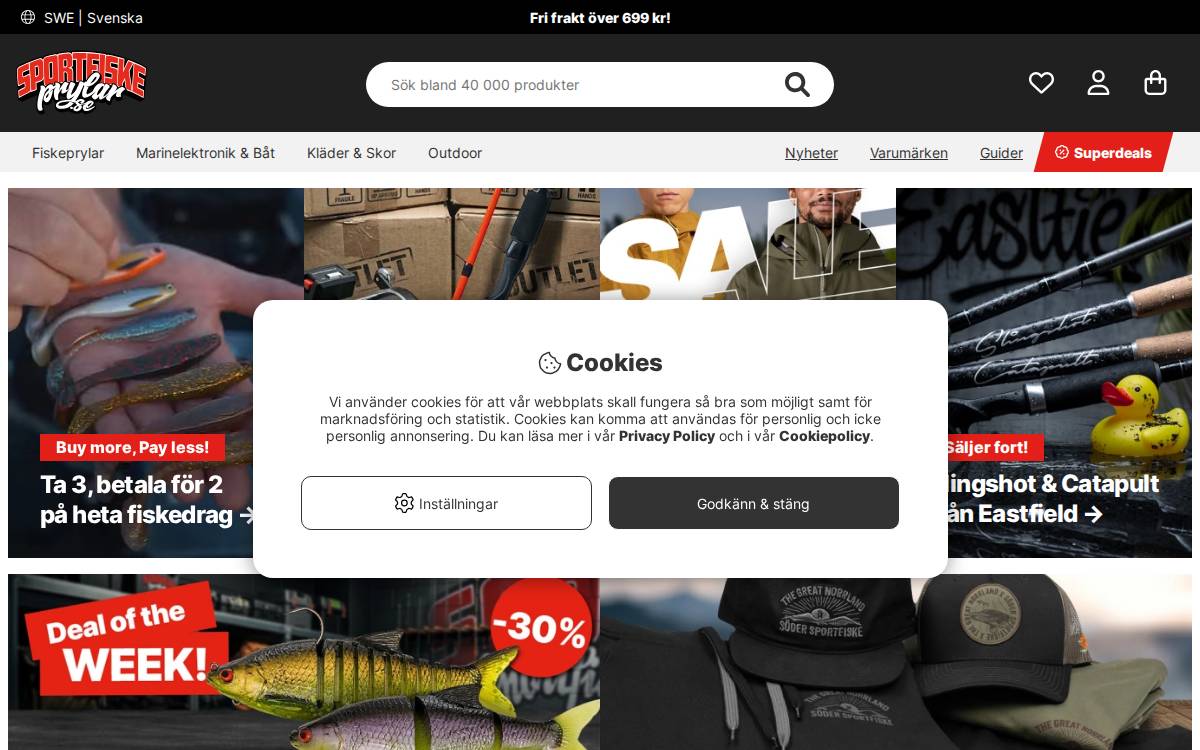 Sportfiskeprylar website preview