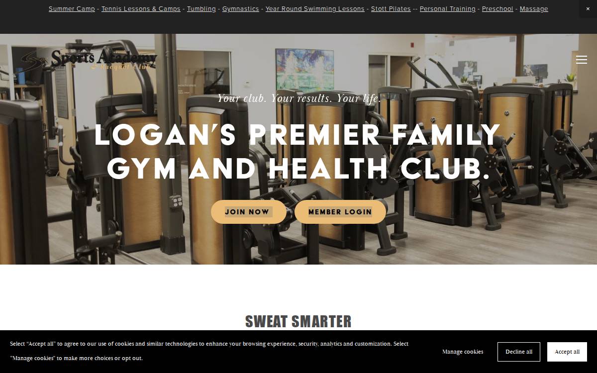 Sportsacademy website preview