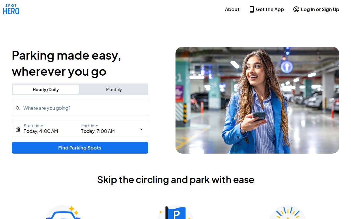 Spot Hero website preview