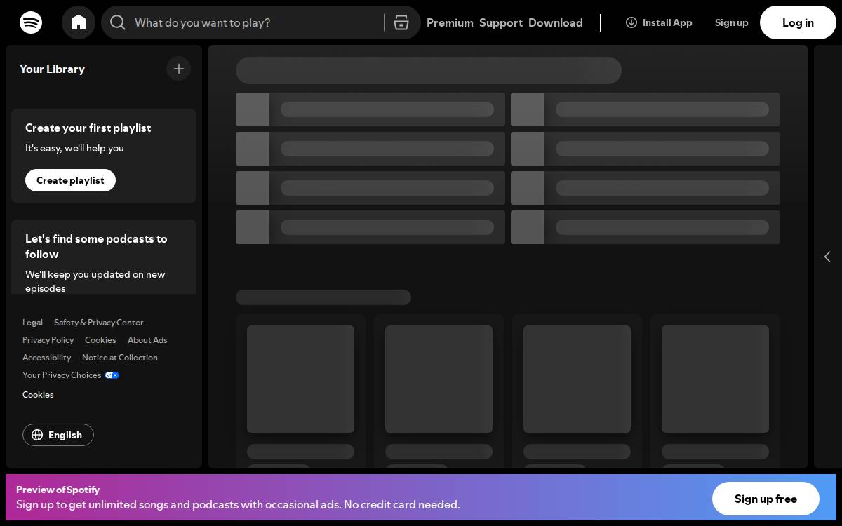 Spotify website preview