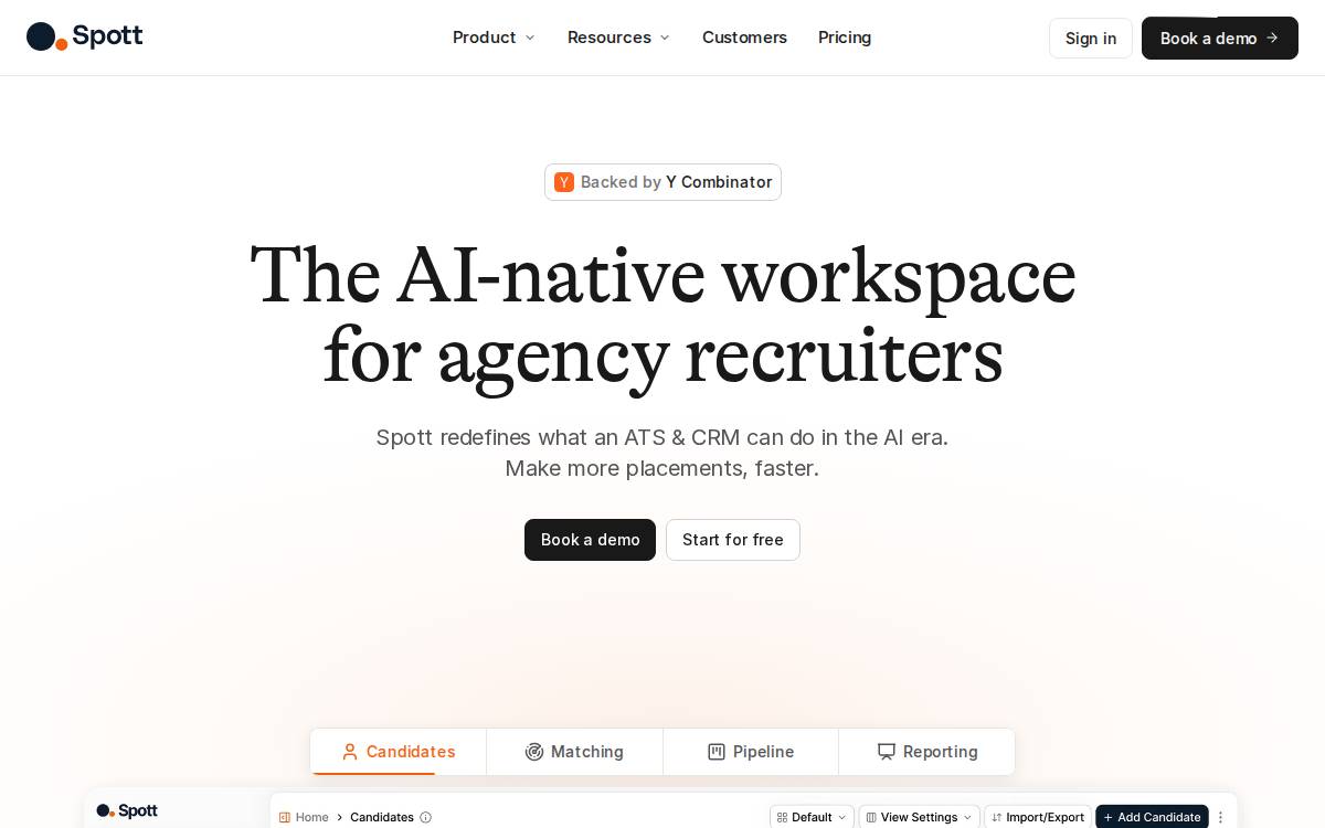 Spott website preview