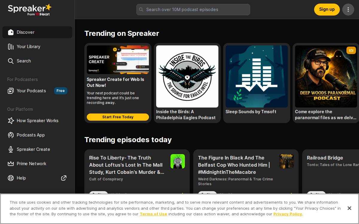 Spreaker website preview