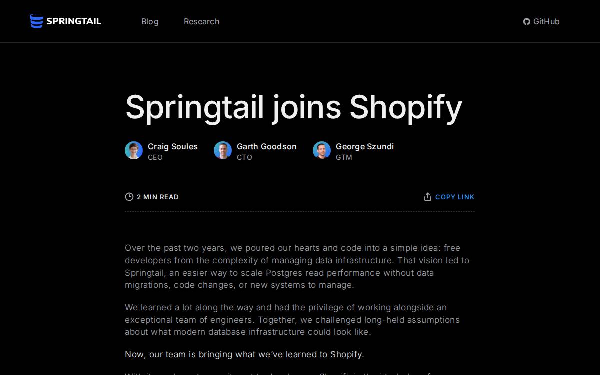 Springtail website preview