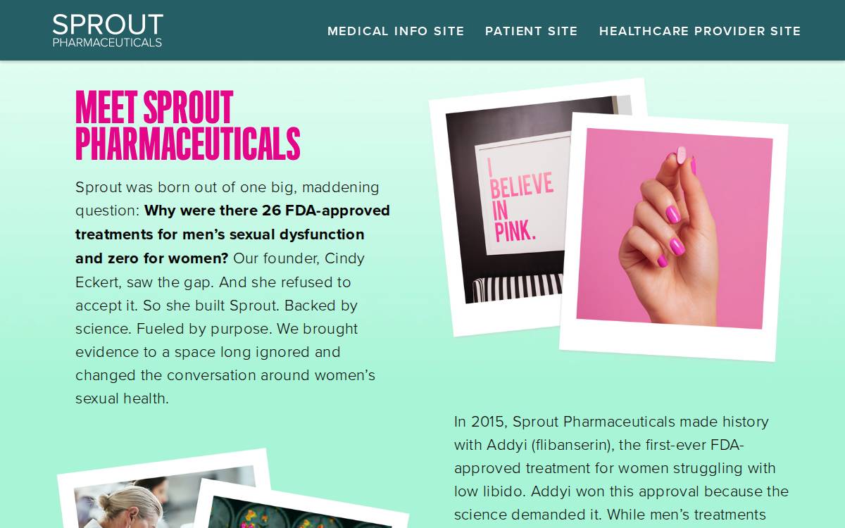 Sprout Pharmaceuticals website preview