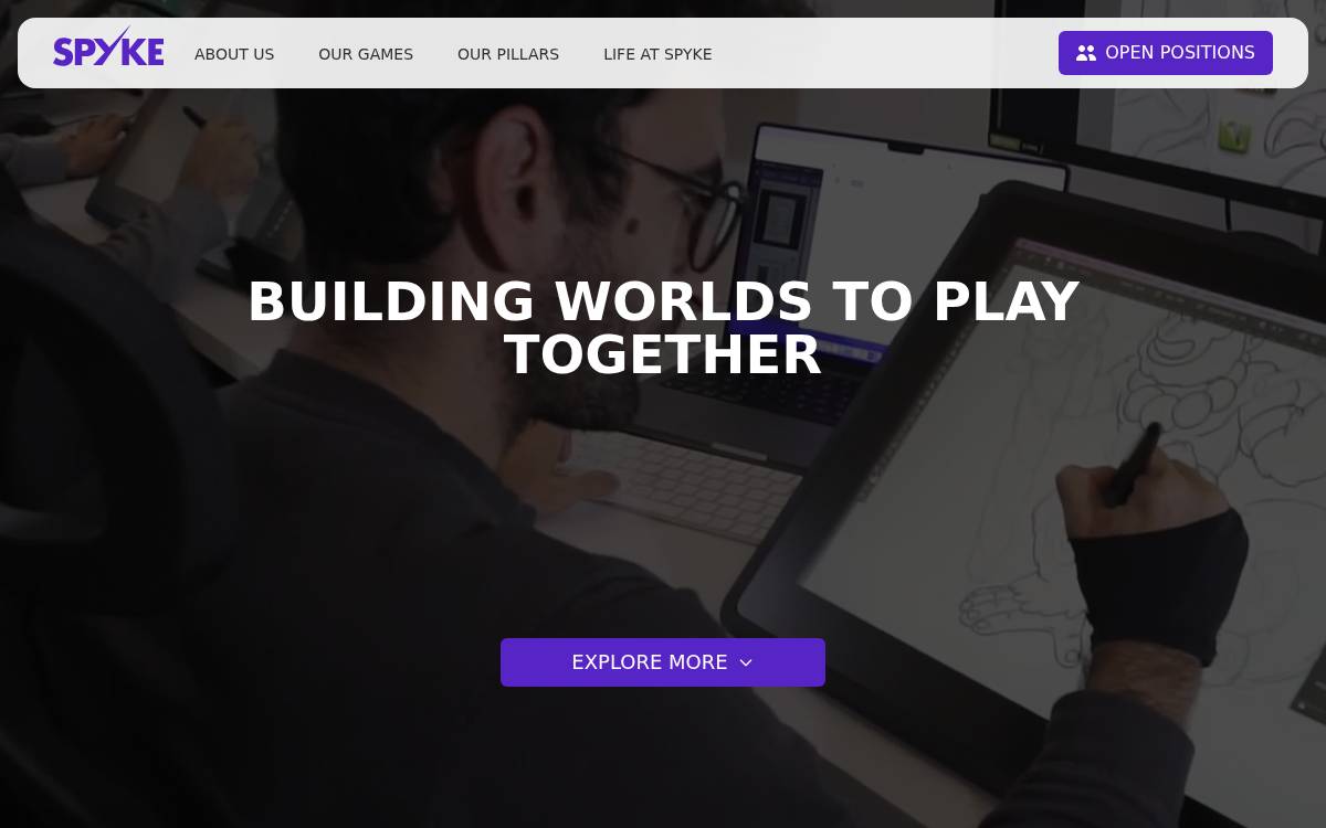 Spyke Games website preview