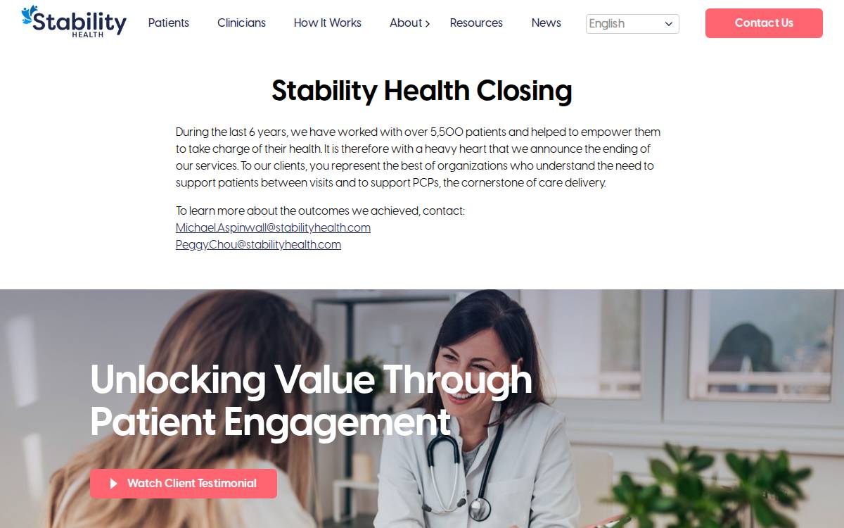 Stability Health website preview