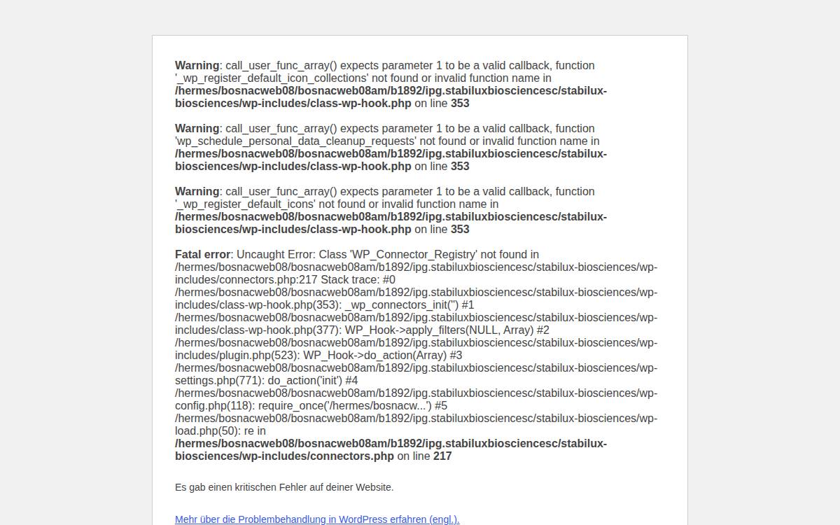Stabilux Biosciences website preview