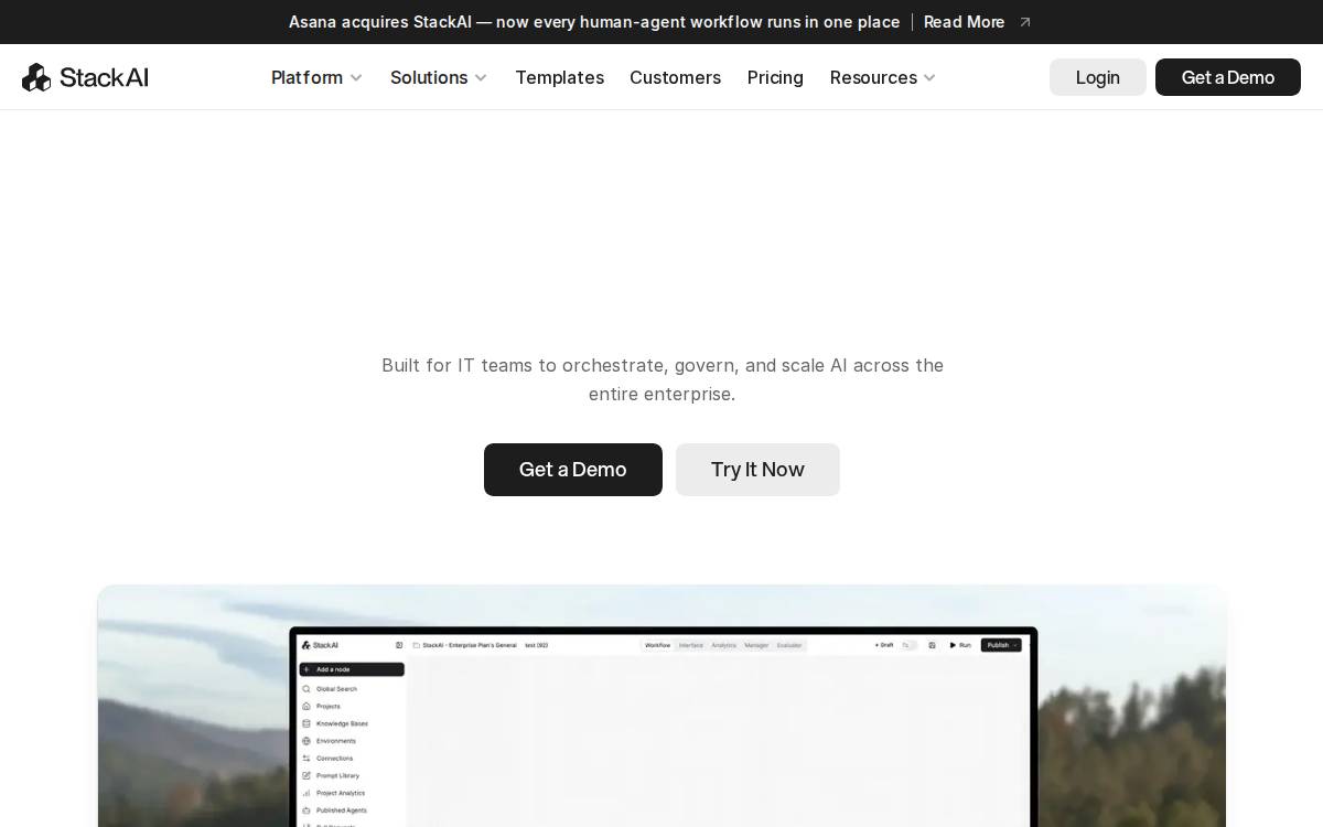 StackAI website preview