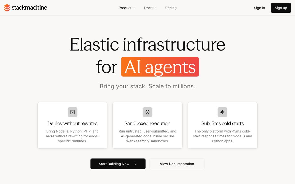 StackMachine website preview