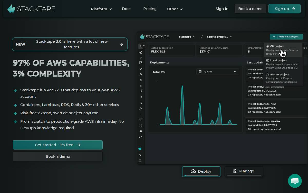 stacktape website preview