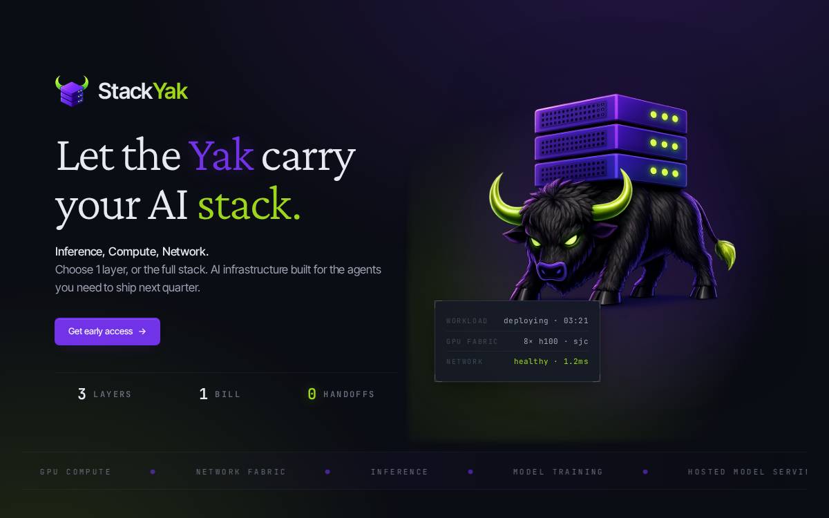 StackYak website preview