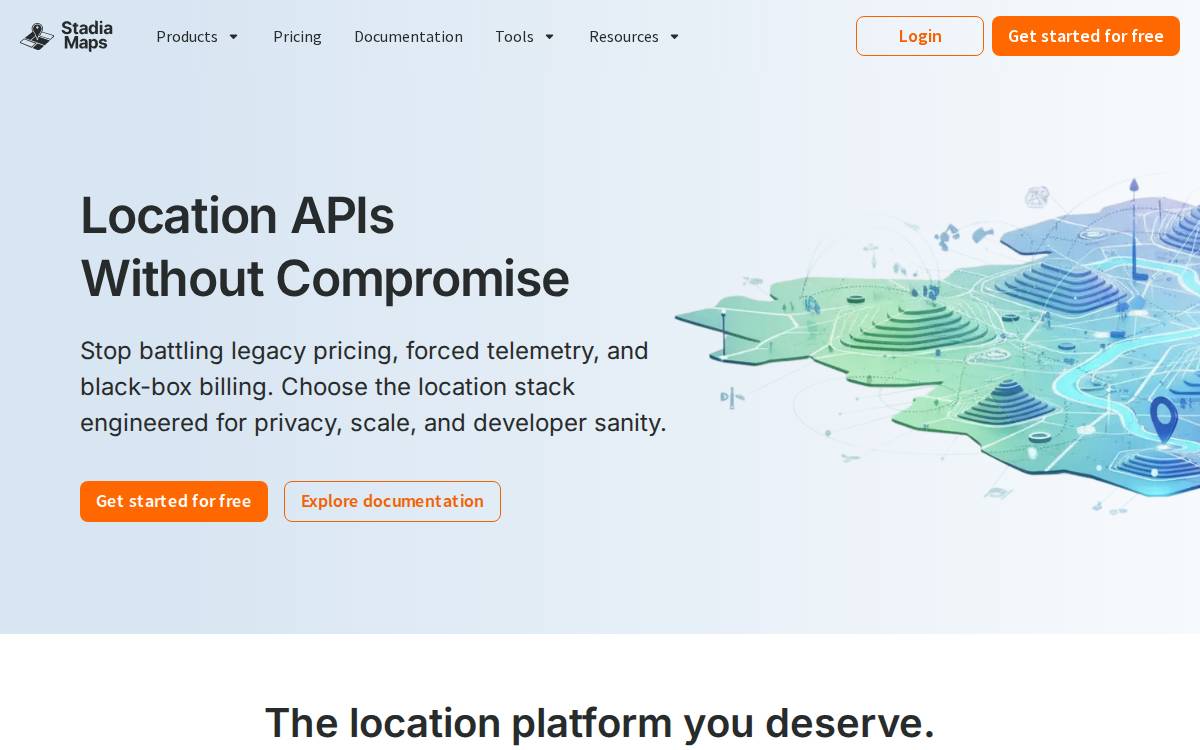Stadiamaps website preview