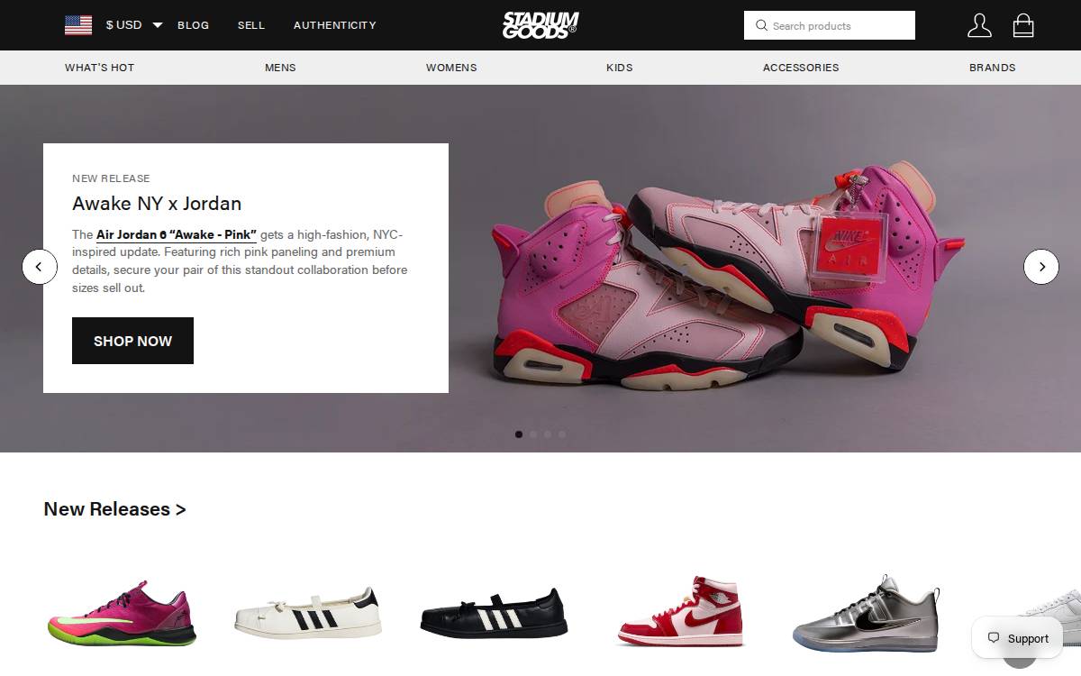 Stadium Goods website preview