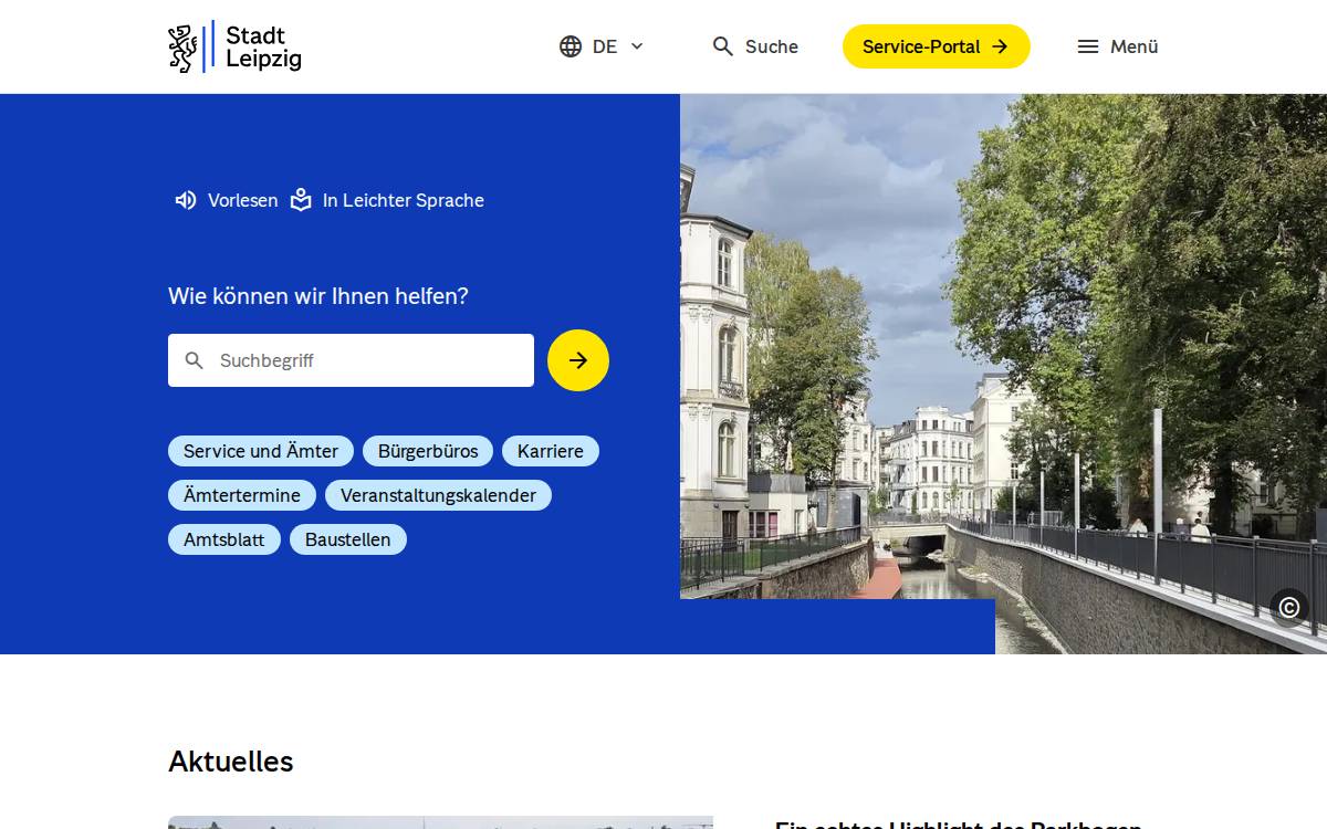 Stadt Leipzig website preview