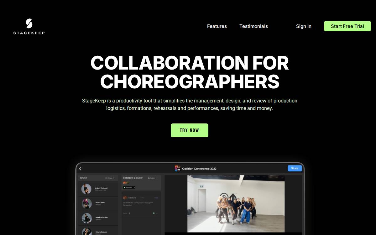 StageKeep website preview