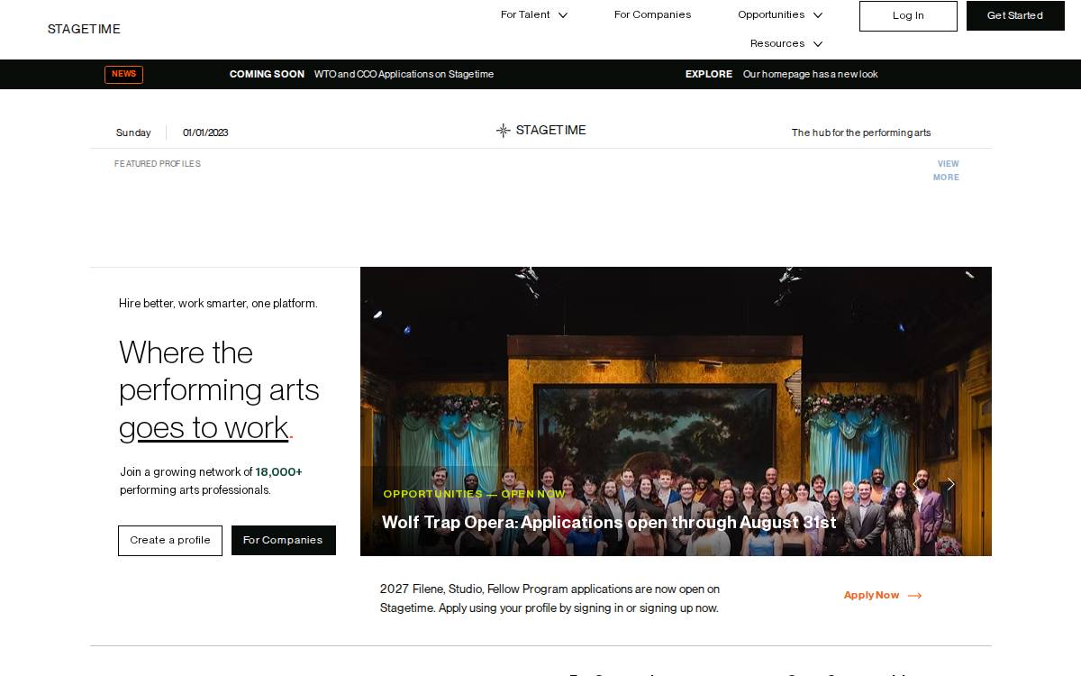 Stagetime website preview